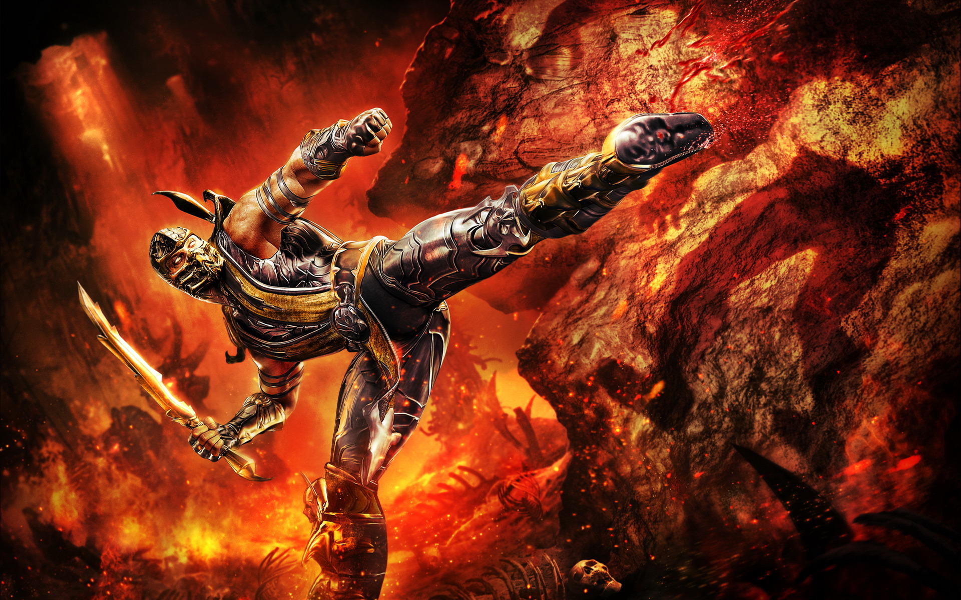 Mortal Kombat wallpaper Scorpion kick