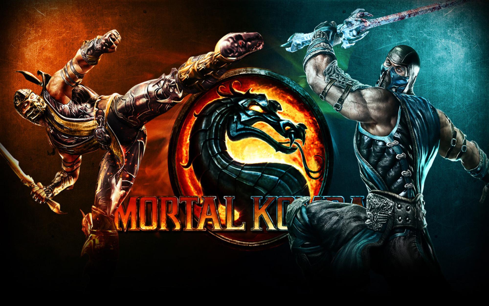 Mortal Kombat wallpaper Sub-Zero and Scorpion and logo