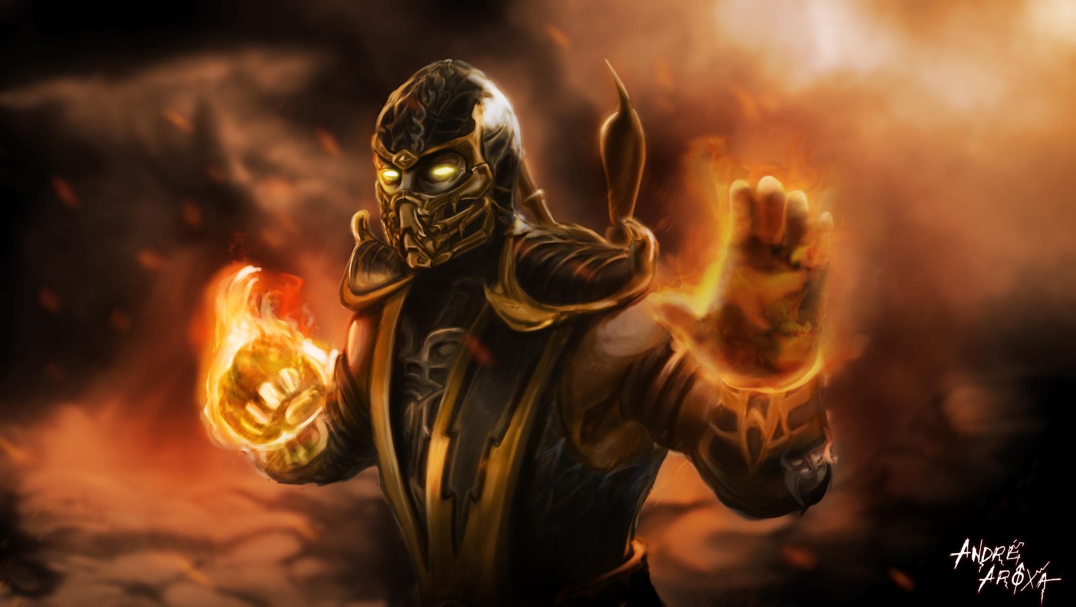 Mortal Kombat wallpaper Scorpion on fire