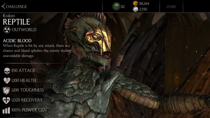 Kraken Reptile Challenge available Mortal Kombat X mobile