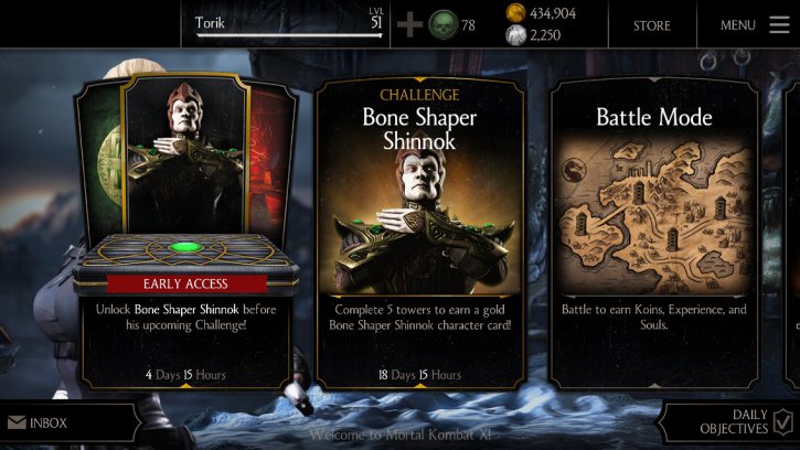 Bone Shaper Shinnok challenge available MKX mobile