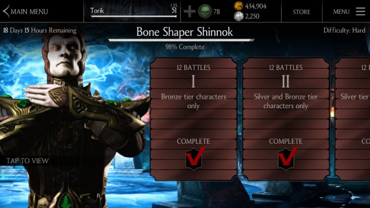 Bone Shaper Shinnok challenge available MKX mobile