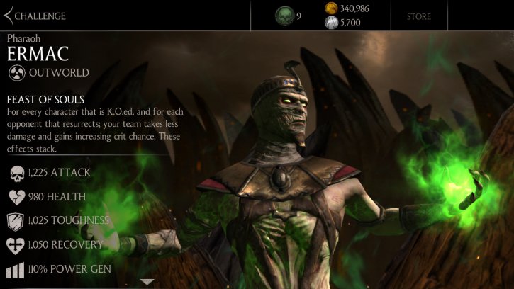 Pharaoh Ermac Challenge Mortal Kombat X Mobile
